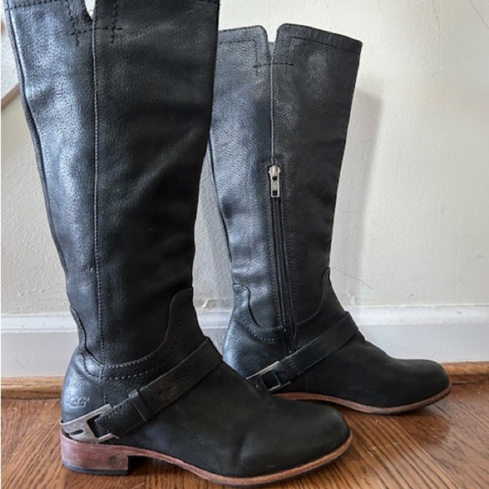 Ugg Black Leather with Knee-High Design